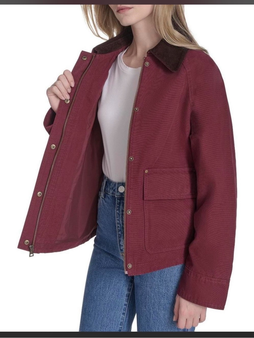 Levi’s Women’s Burgundy Casual Jacket with Corduroy Collar xl